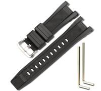 Harz Ersatzband Kompatibel mit Casio G-shock GST-B100 GST-S300 GST-S110 GST-S100 Herren wasserdichte Gummiarmband Armbanduhr Zubehör (Black Silver Buckle)