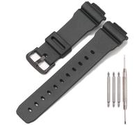 Harz Sportuhr Ersatzband Kompatibel mit Casio DW9052 DW6900 DW-004C Uhrenarmband 16mm-25mm Lug Gummi Uhrenzubehör (Black Black buckle)