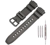 Harz Uhrenarmband Kompatibel mit Casio Herren MCW100H WS220 Sport Wasserdichtes Ersatzarmband Orange Schwarz Armband (Black metal buckle)