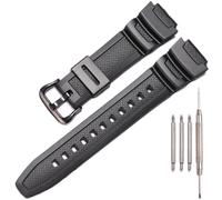 Harzharz Armband Kompatibel mit Casio AE1200WH AE-1300WH F108WH W218H W-219H W-800H, Wasserdichtes Ersatzarmband für Herrenuhren (Black Black buckle)