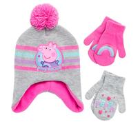 Hasbro Girls' Peppa Pig Winter Set - 2 Piece Beanie and Gloves Set, Size Age 2-4, Pink/White