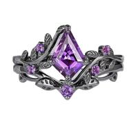 Hasdnker Ring Ringe Damen Bijouterie Herren 2 Stück/Set Unregelmäßig Geformter Zirkonia-Ring, Gothic-Pärchenring, Lila, Stapelbar, Schwarzer Ring, Schmuck, 8, Lila