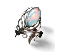 Hasdnker Ring Ringe Damen Bijouterie Herren Attraktiver Silberner Ring Mit Rundem Blauem Stein, Silberfarben, Für Frauen, Ethnisc