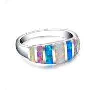 Hasdnker Ring Ringe Damen Bijouterie Herren Damenmode Bunter Simulierter Opal Silber Farbe Ring Hochzeitsschmuck Größe 6-10 8