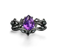 Hasdnker Ring Ringe Damen Bijouterie Herren Elegante Damenringe Schwarz Farbe Wassertropfen Blume Lila Schwarz Stein Ringe Party