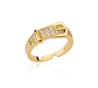 Hasdnker Ring Ringe Damen Bijouterie Herren Gürtelringe Für Frauen Zirkon Verstellbarer Gürtel Fingerring Femme Geometrische Hochzeit Ästhetischer Schmuck Größenverstellbar Goldfarbe