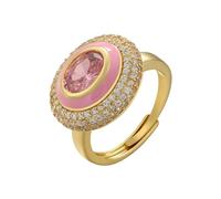 Hasdnker Ring Ringe Damen Bijouterie Herren Runde Emaille Pilz Ringe Für Frauen Süße Rosa Steine Öffnung Verstellbar Paar Ringe Schmuck Goldpink