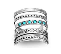 Hasdnker Ring Ringe Damen Bijouterie Herren Vintage Bohemian Damenring Silber Farbe Mehrschichtig Hohl Türkis Ringe Band Verlobung Trauringe Schmuck Sets 8 Silber