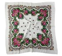 Hasdnker Schals Tücher Halstuch Scarf 70 * 70 cm Russischer Quadratischer Schal Luxus Blumendruck Bandana Stirnband Schals Ethnischer Schal Taschentuch Babuschka Kopfwickel 70X70 cm Weiß1