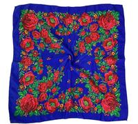 Hasdnker Schals Tücher Halstuch Scarf 70 * 70 cm Russischer Schal Mit Blumendruck Luxus Damen Quadratisches Bandana Mit Blumendruck Ukrainisches Stirnband Schal Taschentuch Kopftuch Königsblau