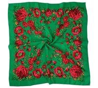 Hasdnker Schals Tücher Halstuch Scarf 70 * 70 cm Russischer Schal Mit Blumendruck Luxus Damen Quadratisches Bandana Mit Blumendruck Ukrainisches Stirnband Schal Taschentuch Kopfwickel Grün