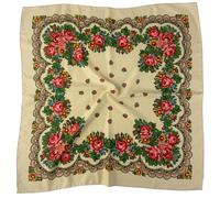 Hasdnker Schals Tücher Halstuch Scarf 70 * 70Cm Russischer Quadratischer Schal Luxuriöser Blumendruck Bandana Stirnband Schals Ethnischer Schal Taschentuch Babuschka Kopfwickel 70X70Cm Beige