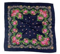 Hasdnker Schals Tücher Halstuch Scarf 70 * 70Cm Russischer Quadratischer Schal Luxuriöser Blumendruck Bandana Stirnband Schals Ethnischer Schal Taschentuch Babuschka Kopfwickel 70X70Cm Marineblau