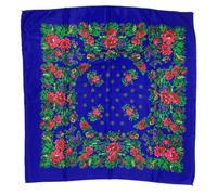 Hasdnker Schals Tücher Halstuch Scarf 70 * 70Cm Schal Im Russischen Stil Mit Blumendruck Frauen Luxus Blume Quadrat Bandana Schal Stirnband Schals Dame Taschentuch Kopf Wraps Royalblau