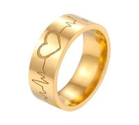 Schals Tücher Halstuch Scarf Gravierter Echter EKG-Herzschlag-Monitor-Ring, Herzschlag-Ehering, Elektrokardiogramm-Signal-Schlag-Ring, Männer Und Frauen, 9 Gold