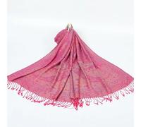 Schals Tücher Halstuch Scarf Luxuriöser Jacquard-Schal Im Paisley-Stil Für Damen, Seidiger Schal Mit Fransen Im Ethno-Stil, Weiche Lange Tücher Und Wickel Für Die Dame, Rosered