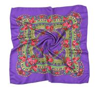 Hasdnker Schals Tücher Halstuch Scarf Russischer Blumendruck Damen-Kopftuch Im Nationalen Stil, Quadratischer Schal, Weibliches Bandana, Taschentuch, Ethnischer Schal, 70 X 70 cm, Violett