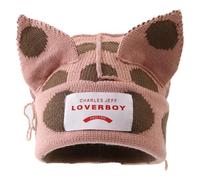 Hasdnker Strickmützen Hüte Mützen Caps Beanie Mütze Beanie Y2K-Stil Winter Strickmütze Für Damen Im Freien Süße Warme Mütze Mit Katzenohren 56-60 cm Pinkcoffee