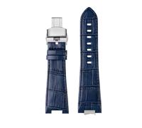 HASGTFM 1853 Lederarmband mit konvexem Ende, passend for Tissot PRX-Serie, Riemen, T137.407, T137.410, Herrenarmband, Handschlaufe, 26 x 12 mm(A blue Folding)