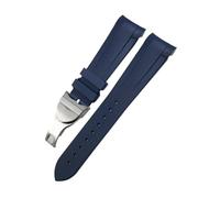 HASGTFM 20 mm, 21 mm, 22 mm, Silikon-Gummi-Armband, passend for Tudor Black Bay, passend for GMT Pelagos, gebogenes Ende, Faltschließe(Blue fold,20MM_HIGH QUALITY)