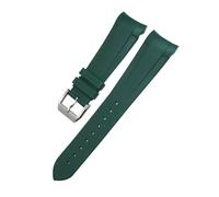 HASGTFM 20 mm, 21 mm, 22 mm, Silikon-Gummi-Armband, passend for Tudor Black Bay, passend for GMT Pelagos, gebogenes Ende, Faltschließe(Green pin,22MM_HIGH QUALITY)