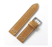 HASGTFM 20 mm 22 mm Doppelschraube Universal Lederuhr Feld Handgelenk Gürtel Luftfahrt Uhrenarmband Armband Fit für Hamilton, gelb weiß, 22mm silver clasp