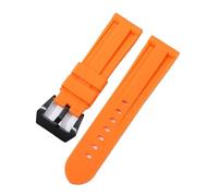 HASGTFM 22mm 24mm 26mm Silikon Uhr Band Gummi Armband Edelstahl Schnalle Uhr Zubehör Ersatz Armbanduhr Armband(Orange-black,24mm)