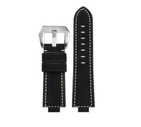 HASGTFM 26 * 14mm Konvexen Dünne Atmungsaktive Männer Handschlaufe Fit for CASIO Fit For G-Shock GST-B400 Nylon Rindsleder Uhr Band Armband zubehör(Black Silver Buckle)