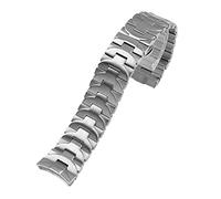 HASGTFM Armband aus Edelstahl, 24 mm, 316L, passend für Uhrenarmband, Silber / Schwarz, silberfarben, 24mm