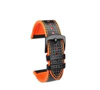 HASGTFM Fit for Hamilton Uhr Strap Khaki Aviation Wind Speed Serie Verbund Carbon Faser Armband Zubehör Sport Gummi Männer 20mm 22m(Black Orange Black,20MM)