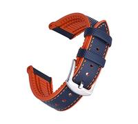 HASGTFM Kautschuk + Lederarmband 20 mm 22 mm Tauchsportarmband wasserdicht wasserdicht für jede Uhrenmarke, Blau Orange, 22mm, Riemen