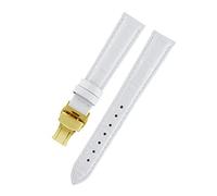 HASGTFM Lady Watch Bands Fit für Seiten, Omega-Lederarmband, passend für Tissot Brand Wamkband, Damenarmband, 12/14/16/18/20/22 mm, weiß gold, 15mm