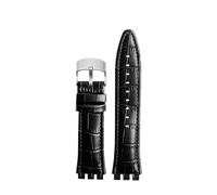 HASGTFM Leder Armband Stahl Verschluss 21mm Fit for Swatch IRONY YOS440 449 448 401G 420 Frau Armband Armband handgelenk Männer(Black-silver)