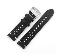 HASGTFM Leder Uhrenarmband Schwarz Braun Kaffee Farbe Rallye Watch Strap Ersatz Armbands 18mm 20mm 22mm(Black,20mm)