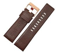HASGTFM Lederarmband 22 24 26 27 28 30 mm Uhrenarmband passend for Diesel-Uhren, schwarzes Lederband(Brown rose buckle,28mm)