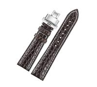 HASGTFM Lederarmband für Armbanduhren, passend für 12/14/16/17/19/19/20/21/22/23 mm, Uhrengürtel, Schmetterlingsschnalle, Braun, Weiß, 13mm