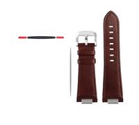 HASGTFM Lederarmband mit konvexem Ende, passend for Tissot 1853, passend for PRX-Serie, T137.407, T137.410, Herrenarmband, Armband, 26 x 12 mm(B-brown silver clasp)