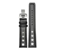 HASGTFM Lederarmband, passend for Tissot 1853, Sportarmband, passend for Racing PRS516 T91 1853, obere Schicht Rindsleder, 20 mm, passend for Chopin-Armband-Zubehör(Black-a-silver)