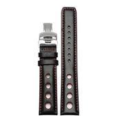 HASGTFM Lederarmband, passend for Tissot 1853, Sportarmband, passend for Racing PRS516 T91 1853, obere Schicht Rindsleder, 20 mm, passend for Chopin-Armband-Zubehör(Black-c-silver)