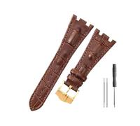 HASGTFM Lederuhrenarmbänder passend for Audemars und passend for Piguet Royal Oak 15710 26471 26474 28 mm mit Faltschließe(Brown-Golden-K13)