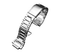 HASGTFM Massives Edelstahl-Armband passend for Casio Edifice EFB-680, Schwarz/Silber, Uhrenarmband mit konvexer Öffnung, Handschlaufe for Herren, 14 mm(Silver)