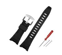 HASGTFM Passend for Casio, passend for PROTREK-Uhren PRG-110Y, PRG-110C, PRW-1300Y, PRW-1500Y, PRG-130Y, Kunstharz-Sportarmband, 26 mm, Silikonarmband, Zubehör(Black-steel)