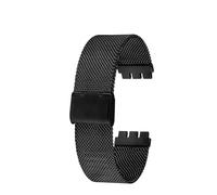 HASGTFM Passend for Milan Metall-Uhrenarmband, passend for SWATCH YCS YAS YGS IRONY, Edelstahl-Armband 17 mm, 19 mm, 20 mm, atmungsaktives Armband for Männer und Frauen(Black,17mm)