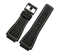 HASGTFM Uhrenarmband aus italienischem Leder, 33 x 24 mm, konvex. Br01 br03, Uhrenarmband aus Gummi, für Herren, geeignet für Glocke, Schwarz schwarz, Black clasp, Riemen