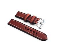 HASGTFM Uhrenzubehör, modisch, 4 Farben, 20 mm, 22 mm, 24 mm, Lederarmband, Bürste, Schnalle, Uhrenarmband, Rot, 24mm