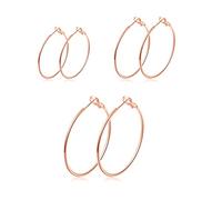 Hasnsofie Creolen Silber 925 Ohrringe für Damen, 925 Sterling Silber Creolen Ohrringe Set, Hypoallergen Groß Silber Huggie Creolen Ohrringe, Rose Gold Damen Kreolen Creolen Ohrringe Set in 30 40 50mm
