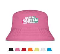 Hast du saufen mal probiert? - Lustiger Fischerhut - Der perfekte Sonnenhut für Herren & Damen - Ideal als Malle-Outfit, Party-Accessoire & Festival-Eimerhut für den Strand | Farbe Pink