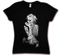 Hate Couture Tattoo Marilyn HC Damen Girlie T-Shirt - Skull Totenkopf Monroe Rockabella Pin Up Star Icon Shirt Größen XS - 2XL (L)
