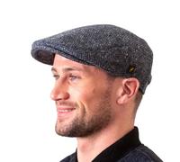Hatman of Ireland Authentic Tweed Flat Cap 100% Irish Wool Handmade Irland Men Casquette Navy Green Charcoal, Blau 3140, MEDIUM