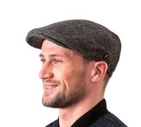 Hatman of Ireland Authentic Tweed Flat Cap 100% Irish Wool Handmade Irland Men Casquette Navy Green Charcoal, Charcoal 6200, X-Large